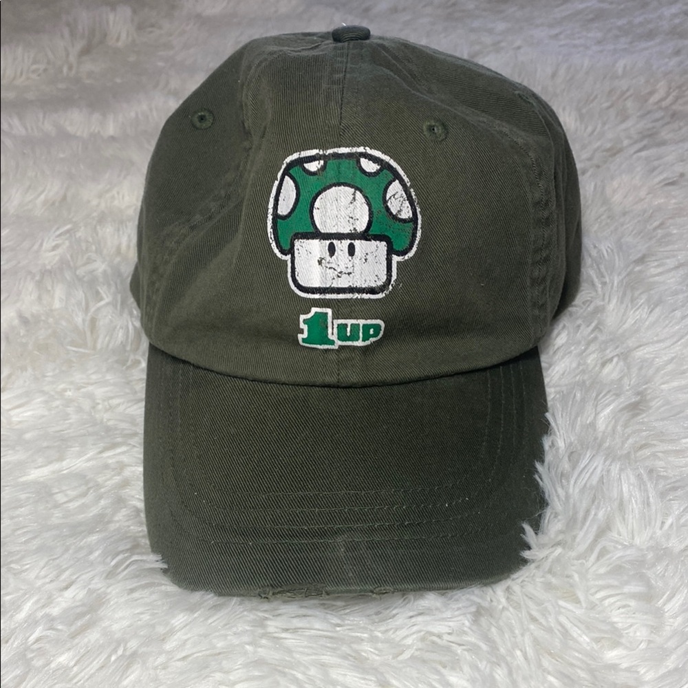 Vintage Nintendo Green 1-Up Mushroom Baseball Cap NWT Boy Girl Kids Mario Bros